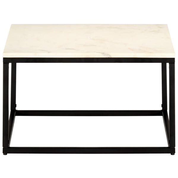 Couchtisch Weiß 60×60×35 cm Echtstein in Marmoroptik
