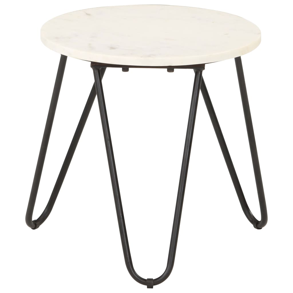 vidaXL Coffee Table White 40x40x40 cm Genuine Stone Marble Look