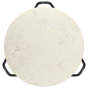 vidaXL Coffee Table White 65x65x42 cm Real Stone with Marble Look