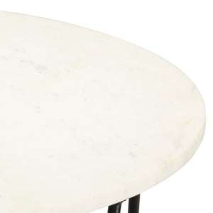vidaXL Coffee Table White 65x65x42 cm Real Stone with Marble Look