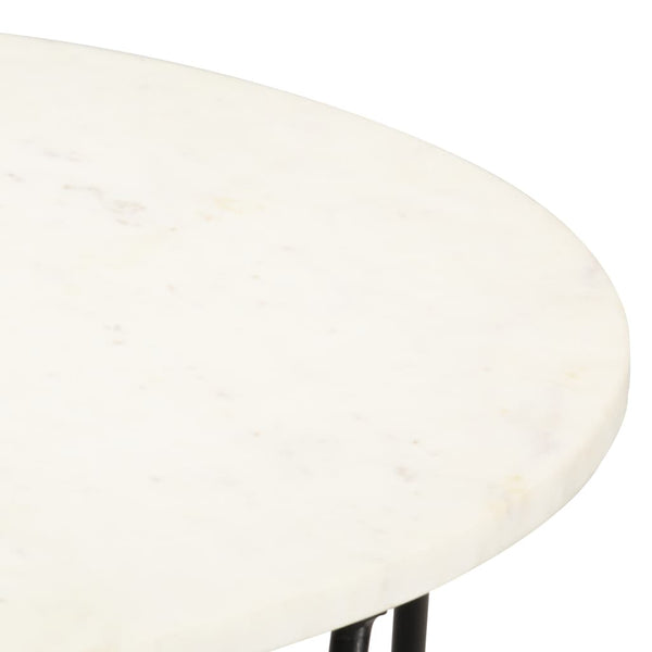 vidaXL Coffee Table White 65x65x42 cm Real Stone with Marble Look