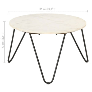 vidaXL Coffee Table White 65x65x42 cm Real Stone with Marble Look