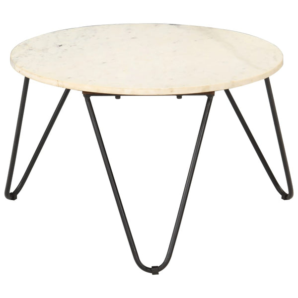 Couchtisch Weiß 65x65x42 cm Echtstein in Marmoroptik