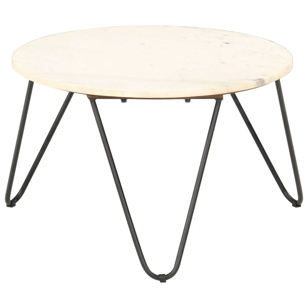 vidaXL Coffee Table White 65x65x42 cm Real Stone with Marble Look