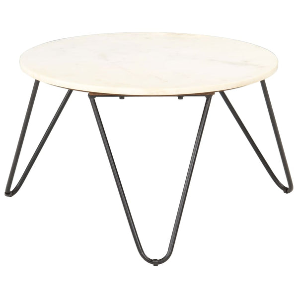 vidaXL Coffee Table White 65x65x42 cm Real Stone with Marble Look