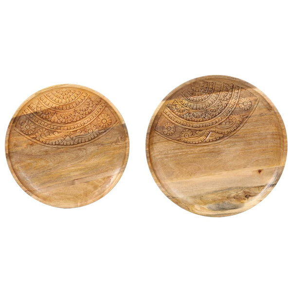 vidaXL Round Side Tables 2 pcs. Solid Mango Wood and Steel