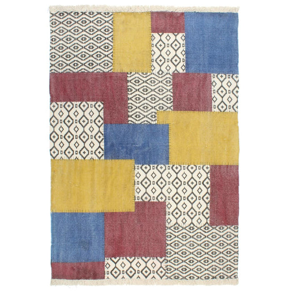 vidaXL Kelim Rug Hand-Woven Cotton 120x180 cm Printed