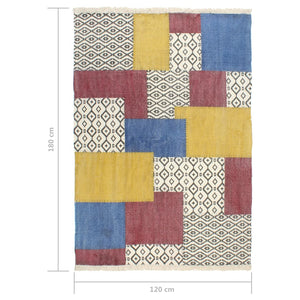vidaXL Kelim Rug Hand-Woven Cotton 120x180 cm Printed