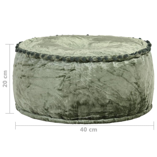 vidaXL Round Pouf Velvet 40x20 cm Green