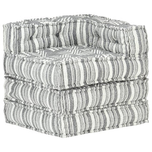 vidaXL Modular Pouffe Grey Striped Fabric