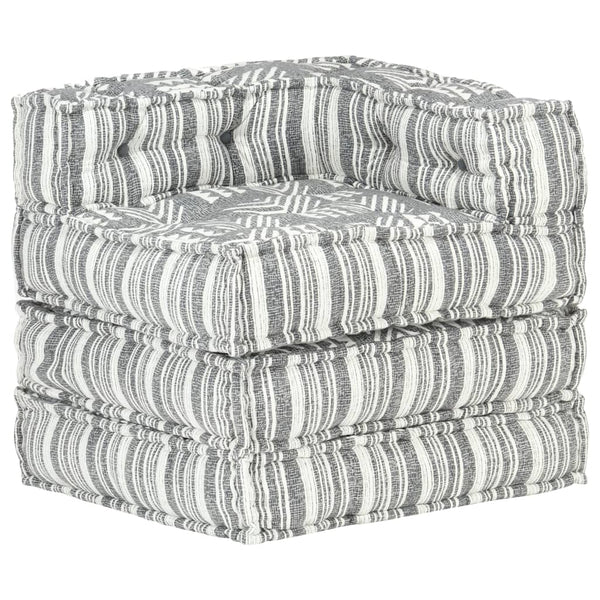 vidaXL Modular Pouffe Grey Striped Fabric