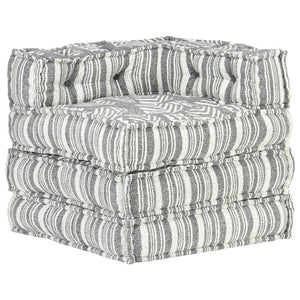 vidaXL Modular Pouffe Grey Striped Fabric
