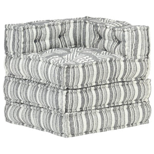 vidaXL Modular Pouffe Grey Striped Fabric