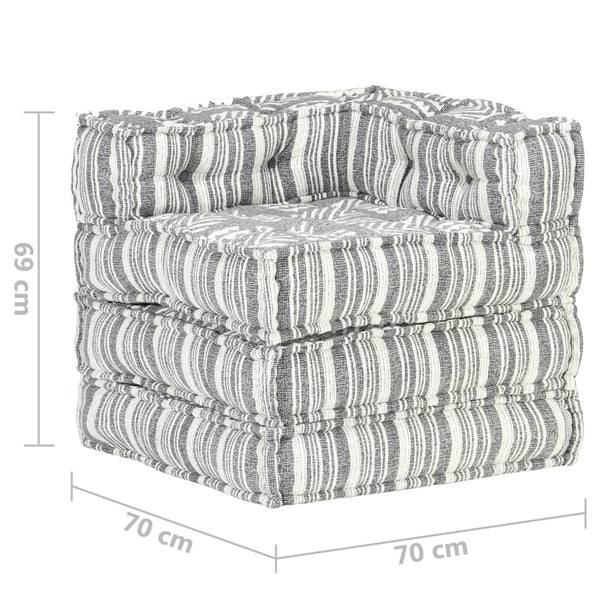 vidaXL Modular Pouffe Grey Striped Fabric