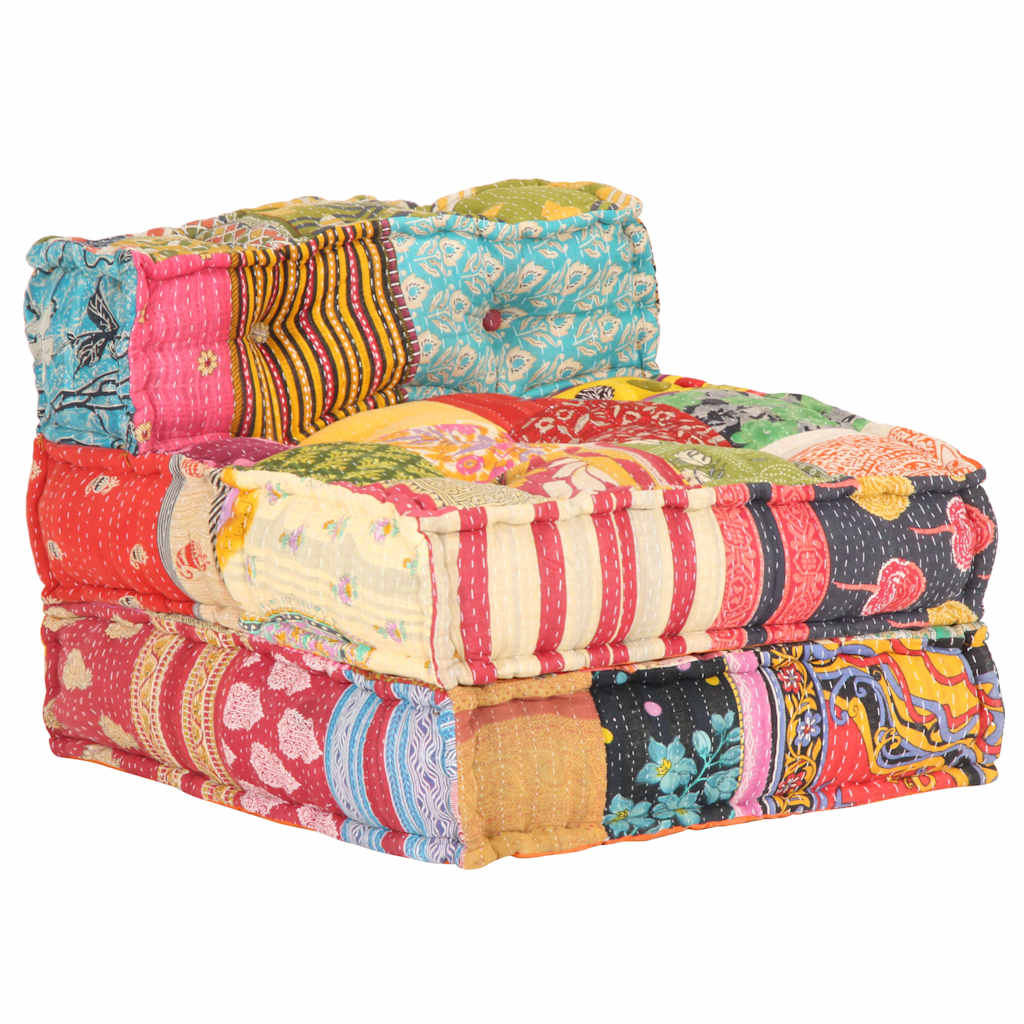 vidaXL Modular Patchwork Fabric Ottoman
