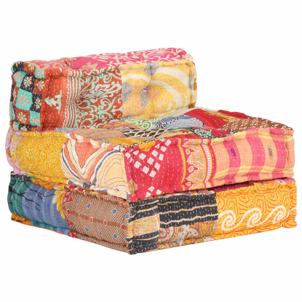 vidaXL Modular Patchwork Fabric Ottoman