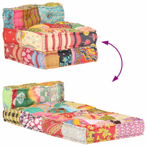 vidaXL Modular Patchwork Fabric Ottoman