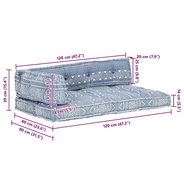 vidaXL Pallet Sofa Cushion Indigo Fabric Patchwork