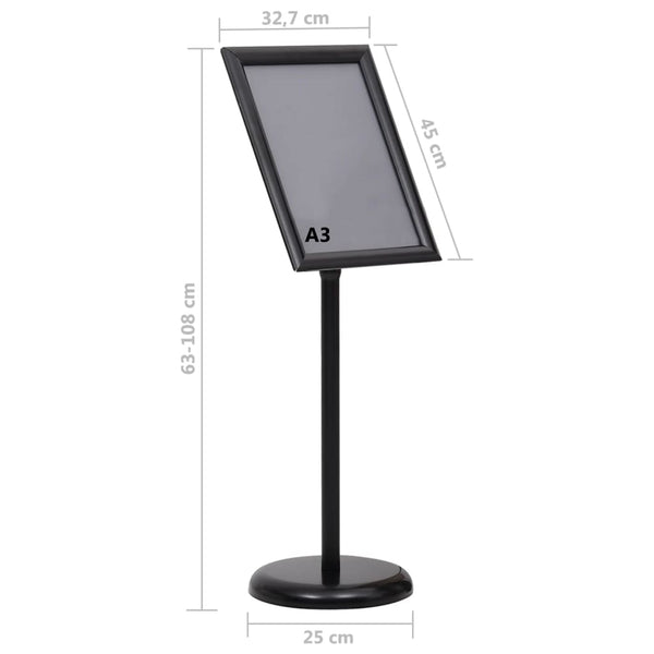 vidaXL A3 Poster Stand Black Aluminum Alloy