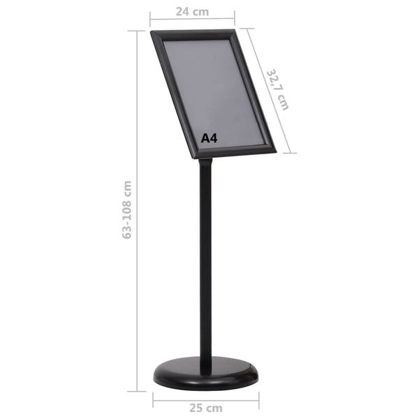 vidaXL A4 Poster Stand Black Aluminum Alloy