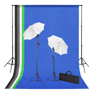 vidaXL Photo Studio Set with Backdrops, Lights, and Umbrellas
