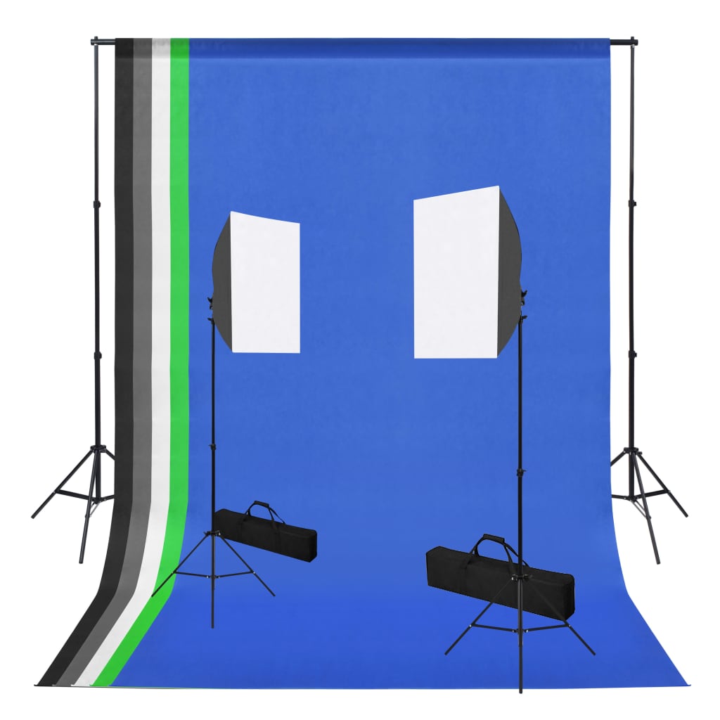 vidaXL Photo Studio Set with Softboxes and Backdrop System