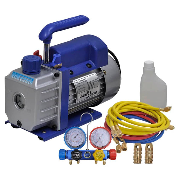 vidaXL Single-Stage Vacuum Pump with 4-Way Manifold Gauge Set