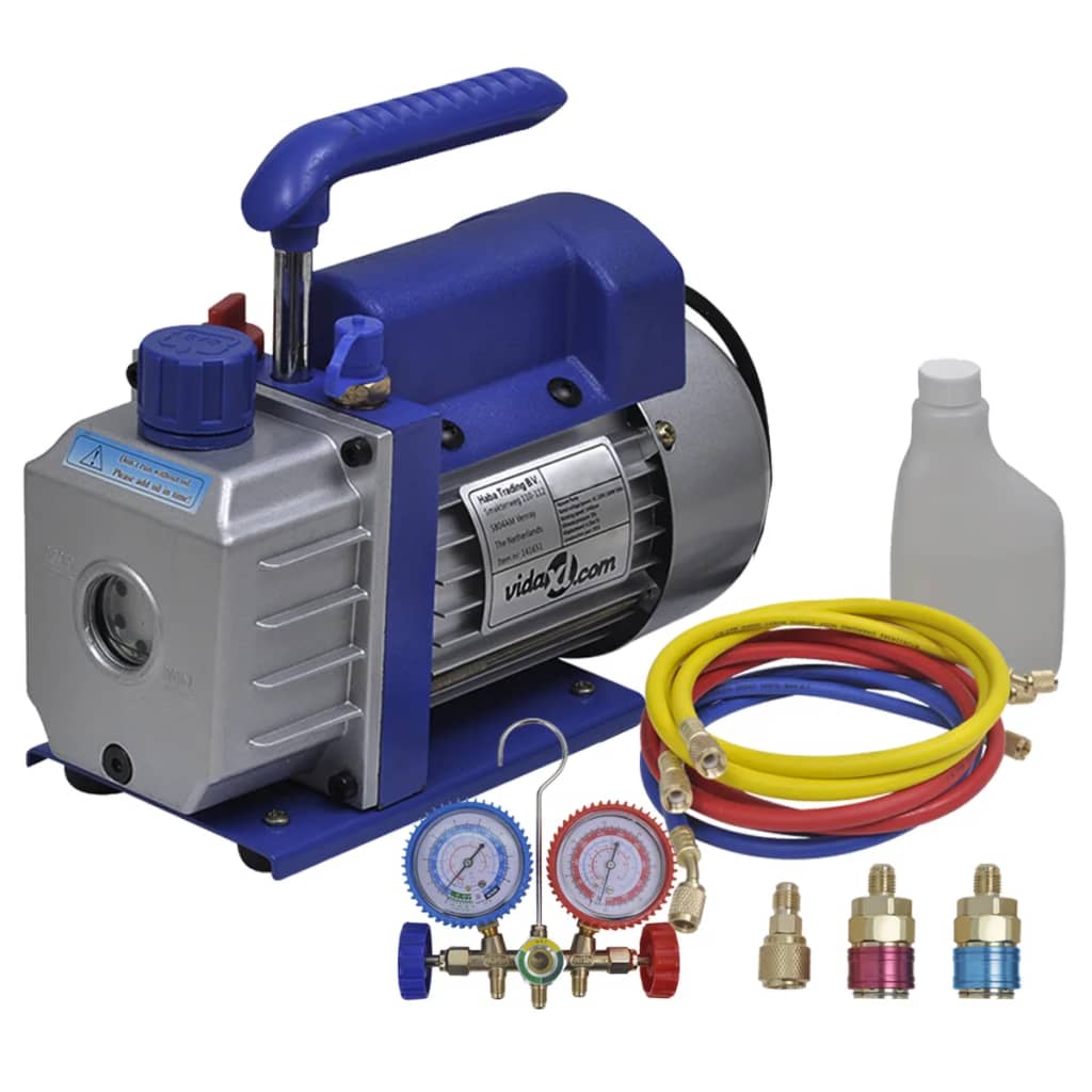 vidaXL Single-Stage Vacuum Pump with 2-Way Manifold Gauge Set