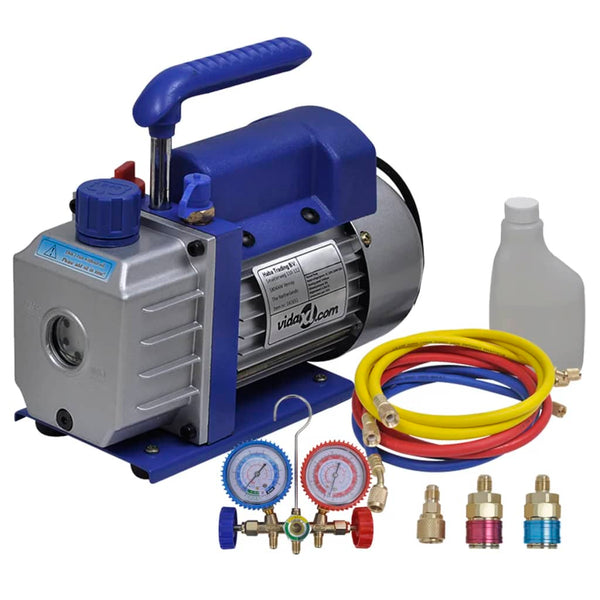 vidaXL Single-Stage Vacuum Pump with 2-Way Manifold Gauge Set