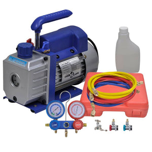vidaXL Single-Stage Vacuum Pump with 2-Way Manifold Gauge Set