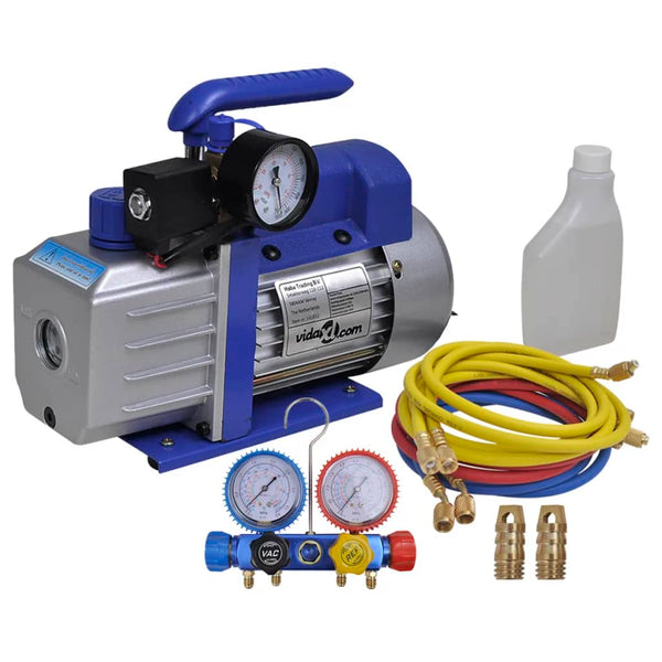 vidaXL Single-Stage Vacuum Pump with 4-Way Manifold Gauge Set