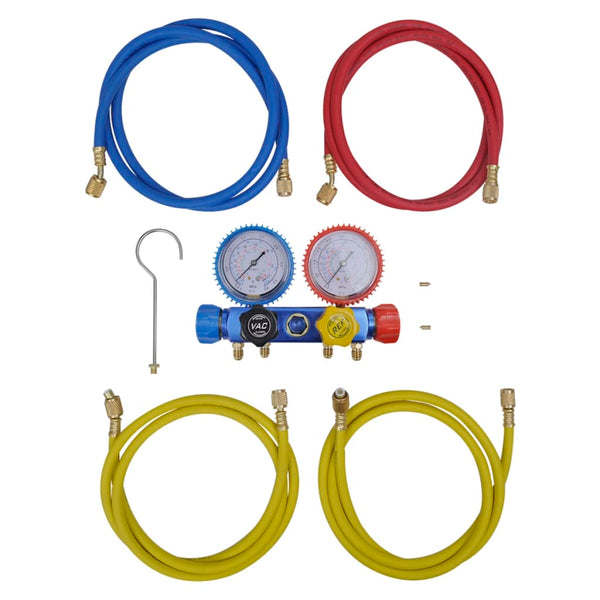 vidaXL Single-Stage Vacuum Pump with 4-Way Manifold Gauge Set