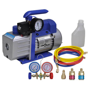 vidaXL Single-Stage Vacuum Pump with 2-Way Manifold Gauge Set