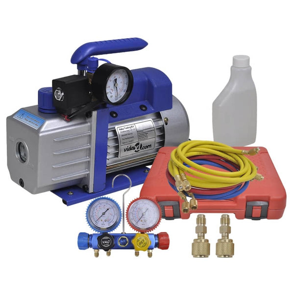 vidaXL Single-Stage Vacuum Pump with 4-Way Manifold Gauge Set