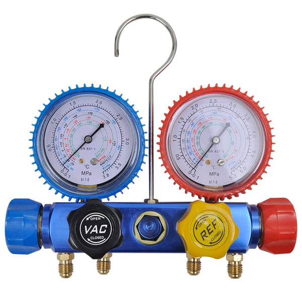 vidaXL Single-Stage Vacuum Pump with 4-Way Manifold Gauge Set