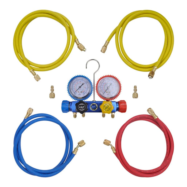 vidaXL Single-Stage Vacuum Pump with 4-Way Manifold Gauge Set