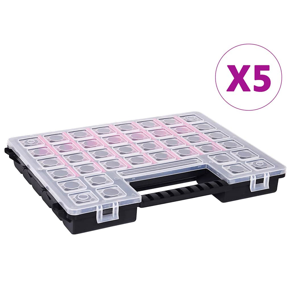 vidaXL Assortment Boxes 5 pcs. Adjustable Dividers 385x283x50 mm