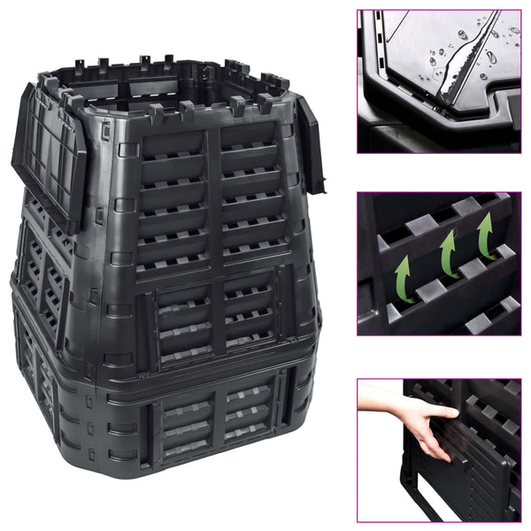 vidaXL Garden Compost Bin Black 93.3x93.3x113 cm 740 L