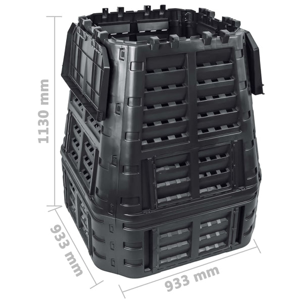 vidaXL Garden Compost Bin Black 93.3x93.3x113 cm 740 L