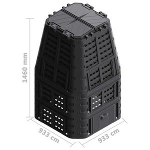vidaXL Garden Compost Bin Black 93.3x93.3x146 cm 1000 L