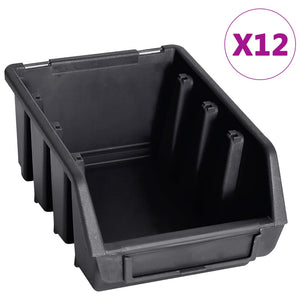 vidaXL 32-Piece Storage Bin Set with Wall Mount Red and Black