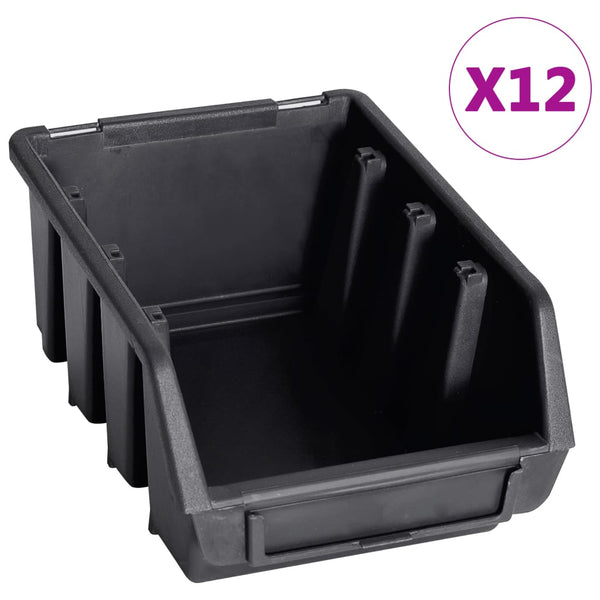 vidaXL 32-Piece Storage Bin Set with Wall Mount Red and Black
