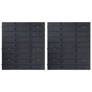 vidaXL 32-Piece Storage Bin Set with Wall Mount Red and Black