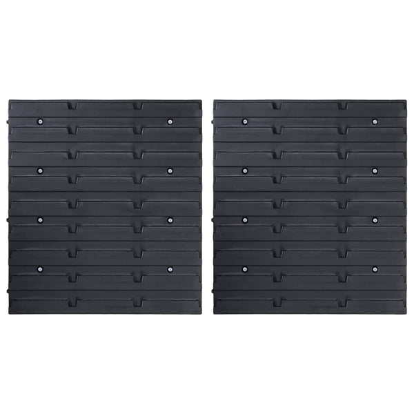 vidaXL 32-Piece Storage Bin Set with Wall Mount Red and Black