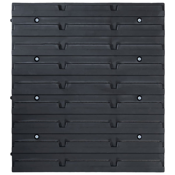 vidaXL 32-Piece Storage Bin Set with Wall Mount Red and Black