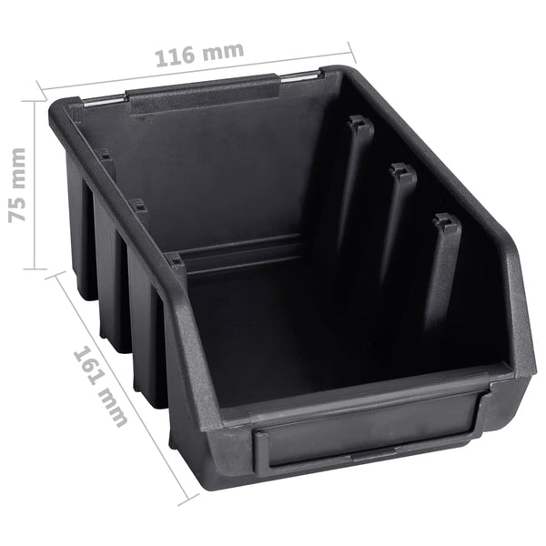 vidaXL 32-Piece Storage Bin Set with Wall Mount Red and Black