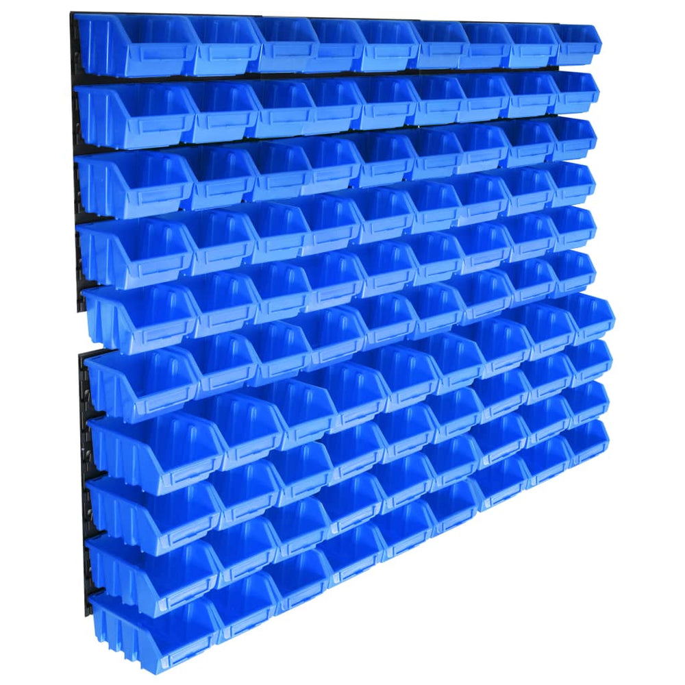 vidaXL 96-Piece Small Parts Organizer Set with Wall Panels Blue