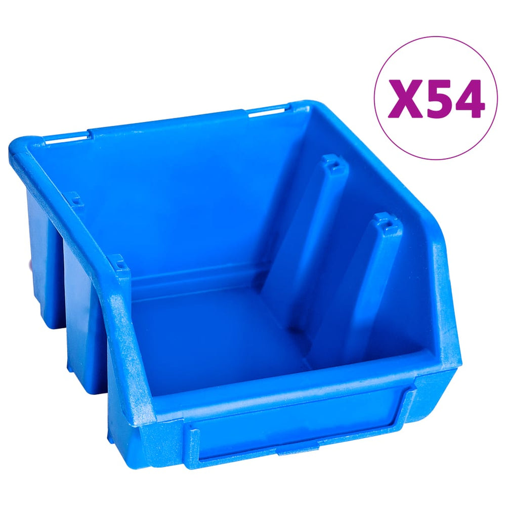 vidaXL 96-Piece Small Parts Organizer Set with Wall Panels Blue