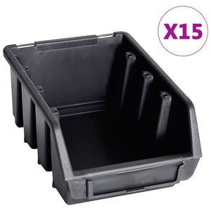 vidaXL 29-piece Storage Bin Rack with Wall Mount Red and Black