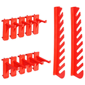 vidaXL 29-piece Storage Bin Rack with Wall Mount Red and Black